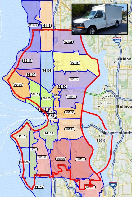seattle appliance repair zipcode map, mercer island, dishwasher repair, refrigerator repair, fridge repair, range repair, stove repair, washer repair, dryer repair